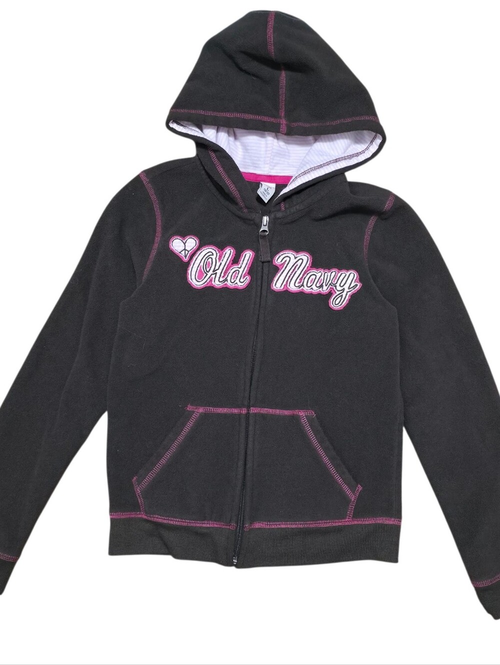 Y2K Old Navy brown & pink vintage zip up hoodie #kawaii #coquette - Picture 5 of 6